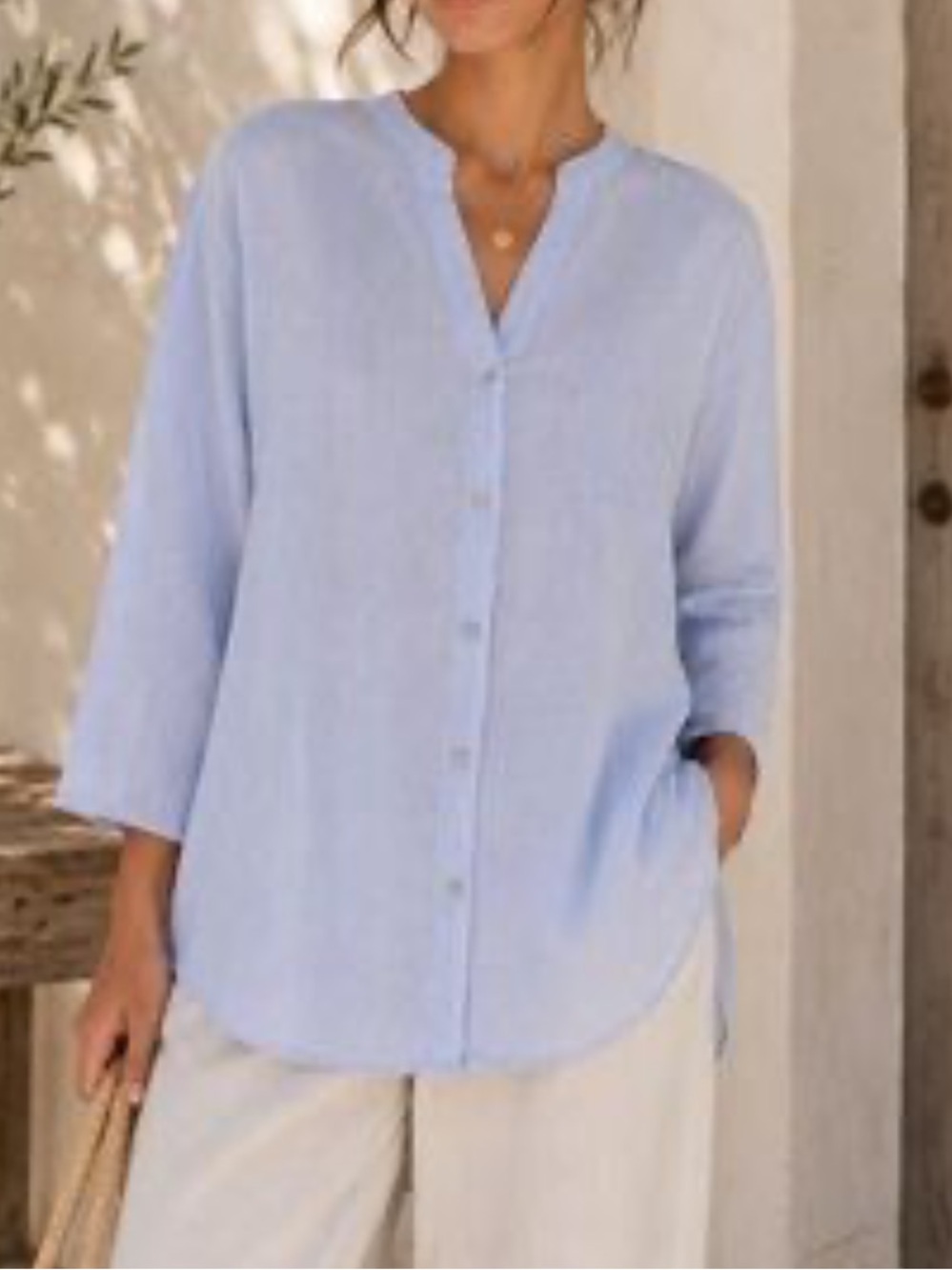 Zara TRF Collection Fine Pinstripe Oversized Blouse in Light Blue. Women’s Large